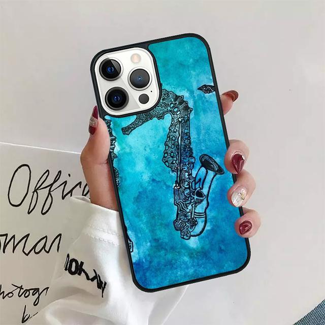 Saxophone Watercolor Art Phone Case Cover For iPhone 17 Air 15 16 14 13 12 Pro Max 11 Pro Max Plus Coque Shell