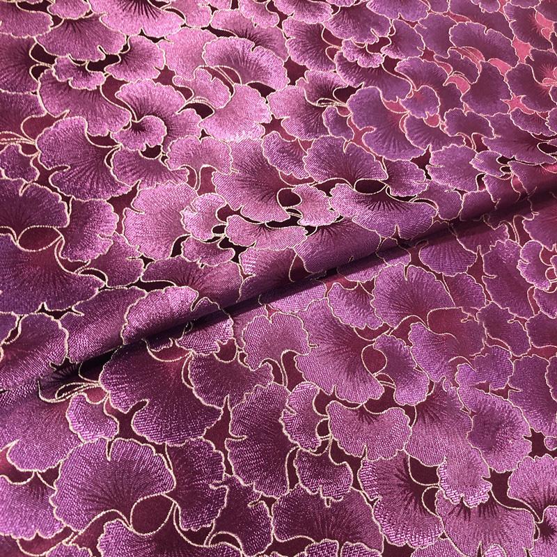 100*75cm Ginkgo Pattern Jacquard Brocade Fabrics For Satin Dress Designer Sewing Cheongsam Kimono Garment Diy Patchwork Material