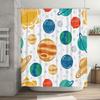 Vibrant Planet Shower CurtainGalaxy Pattern Decorative Plastic Rod Pocket Waterproof Fabric Bath Mat for Home Decoration Multi C