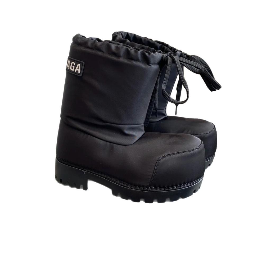 Botas de nieve de cabeza grande para esquí 2025 invierno nuevo impermeables y antideslizantes con cordón suela gruesa feas lindas cálidas aumento de altura botas cortas mujer