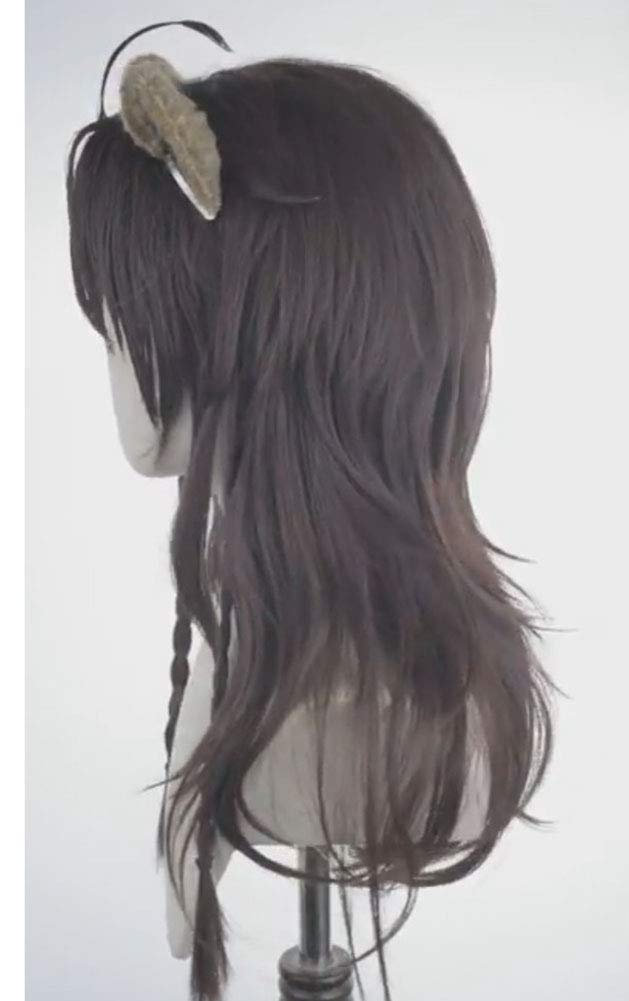 ABUNDANTDOODS Leona Kingscholar Cosplay Wig with Ears, Costume Accessory, Includes Net and Comb, Brown