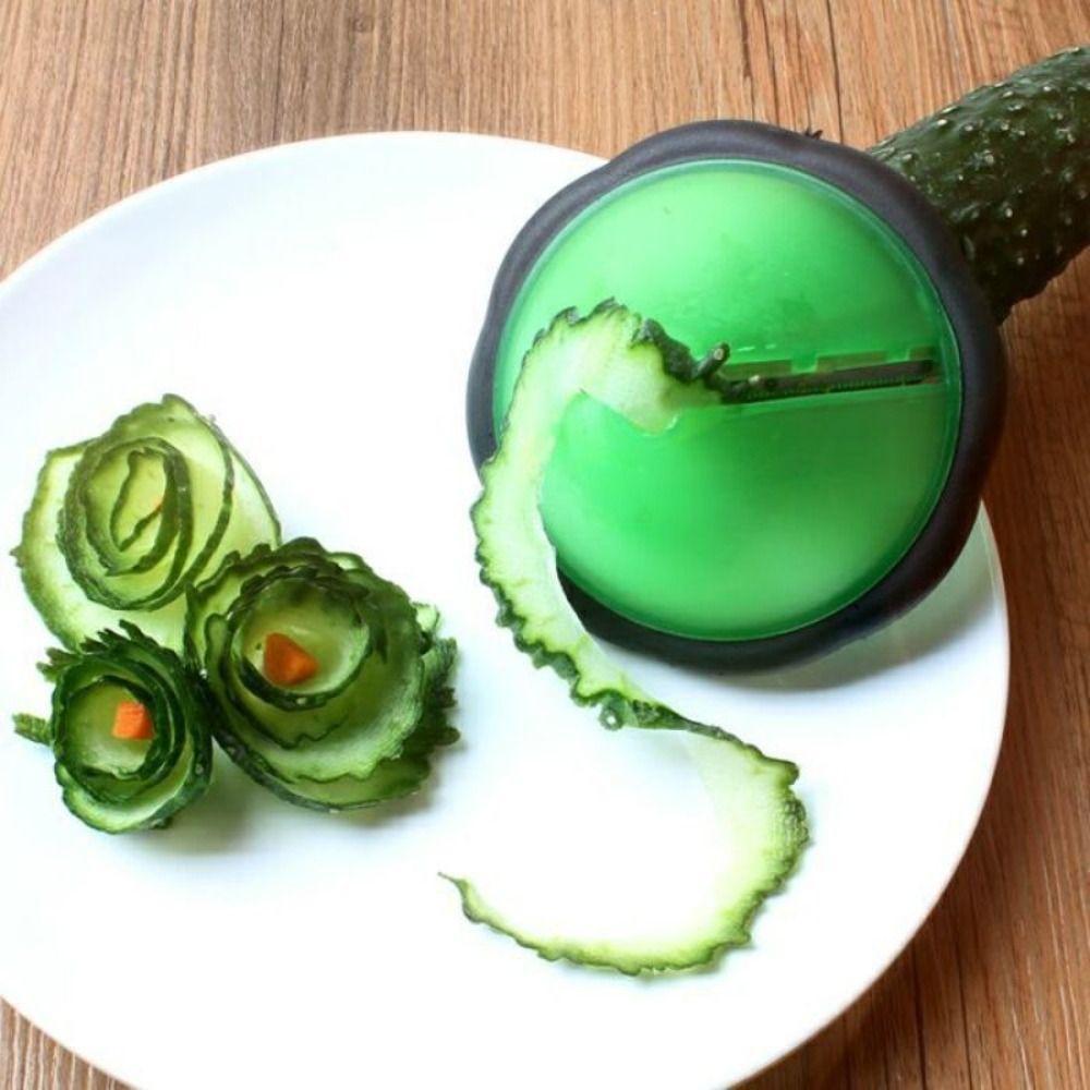 

2Pcs Black Flower Curler Set Green Paring Knife Multi-function Vegetable Slicer Cutter Kitchen Tool