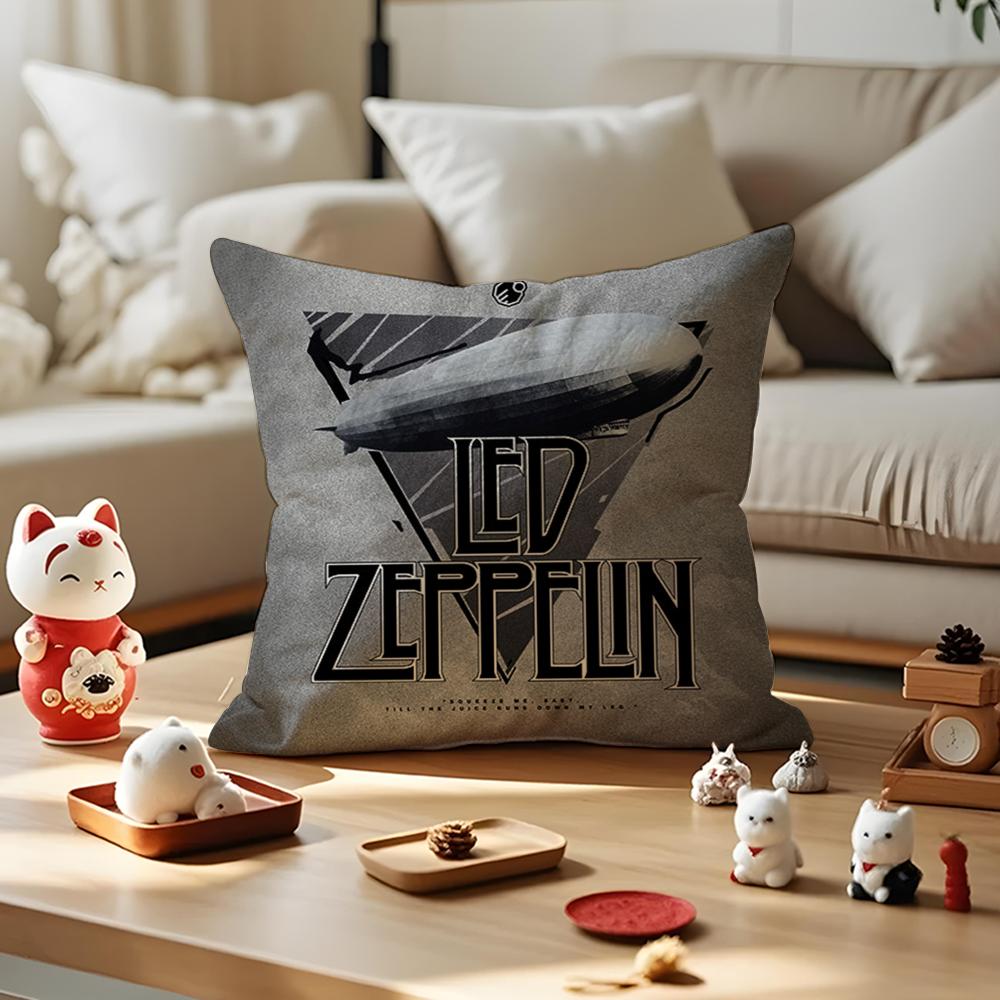 Band LLed ZZeppelin Cushion Cover Silky Short Plush Invisible Zipper Dustproof Sofa Pillow Case for Home Decor