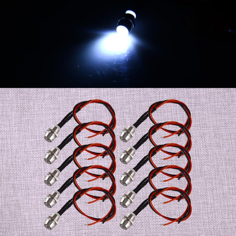 10pcs White 8mm Indicator Lamp 12V LED Warning Light Pilot Dash Panel Universal for Car Auto Truck Boat Van 1.8W