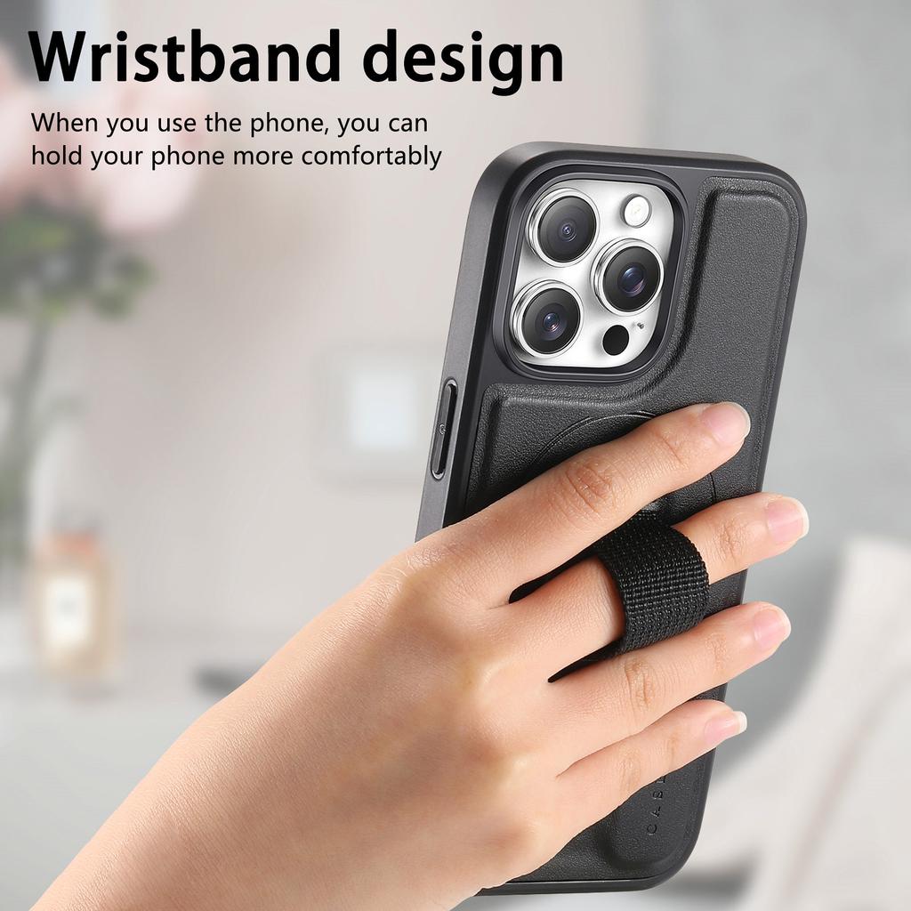 For iPhone 13 Pro Max 6.7 inch Magnetic Case CASENEO Wristband PU Leather + PC Shockproof Phone Cover