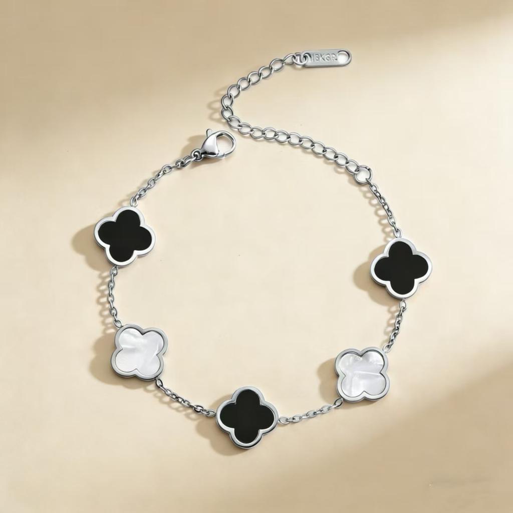 Stylish New Smooth Four-leaf Clover Bracelet Titanium Steel Double-sided Women's Bracelet
