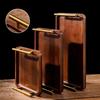 Wooden Tray with Golden Metal Handle for Water Cup Fruit Food Bread Sundries Serving Tray Household Organizer