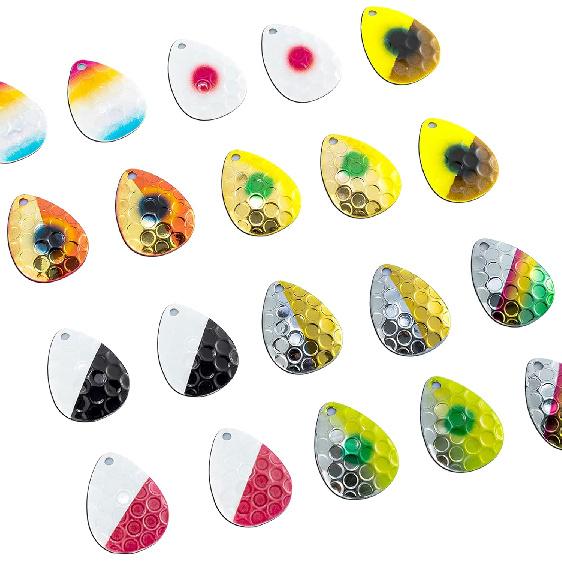Dr.Fish 20 Pack Fishing Spinner Blades Hammered Colorado Kit Lure Making Supplies Inline Spinnerbait Walleye Rig Salmon Trout Bass Fishing