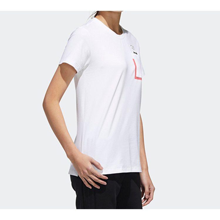 Adidas T Shirts Women's White Crew Neck Moderate Straight Fit GL5645