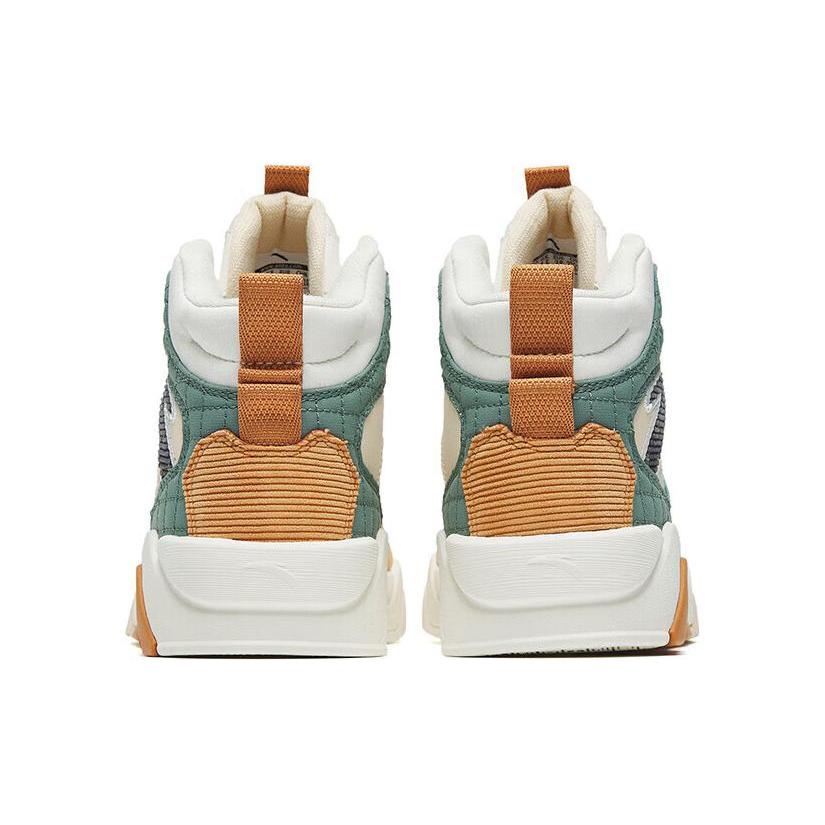 New Anta Flame 3.0 Anti Slip Wear Resistant High Top Skateboard Shoes Women's White Orange Green 122248088-5