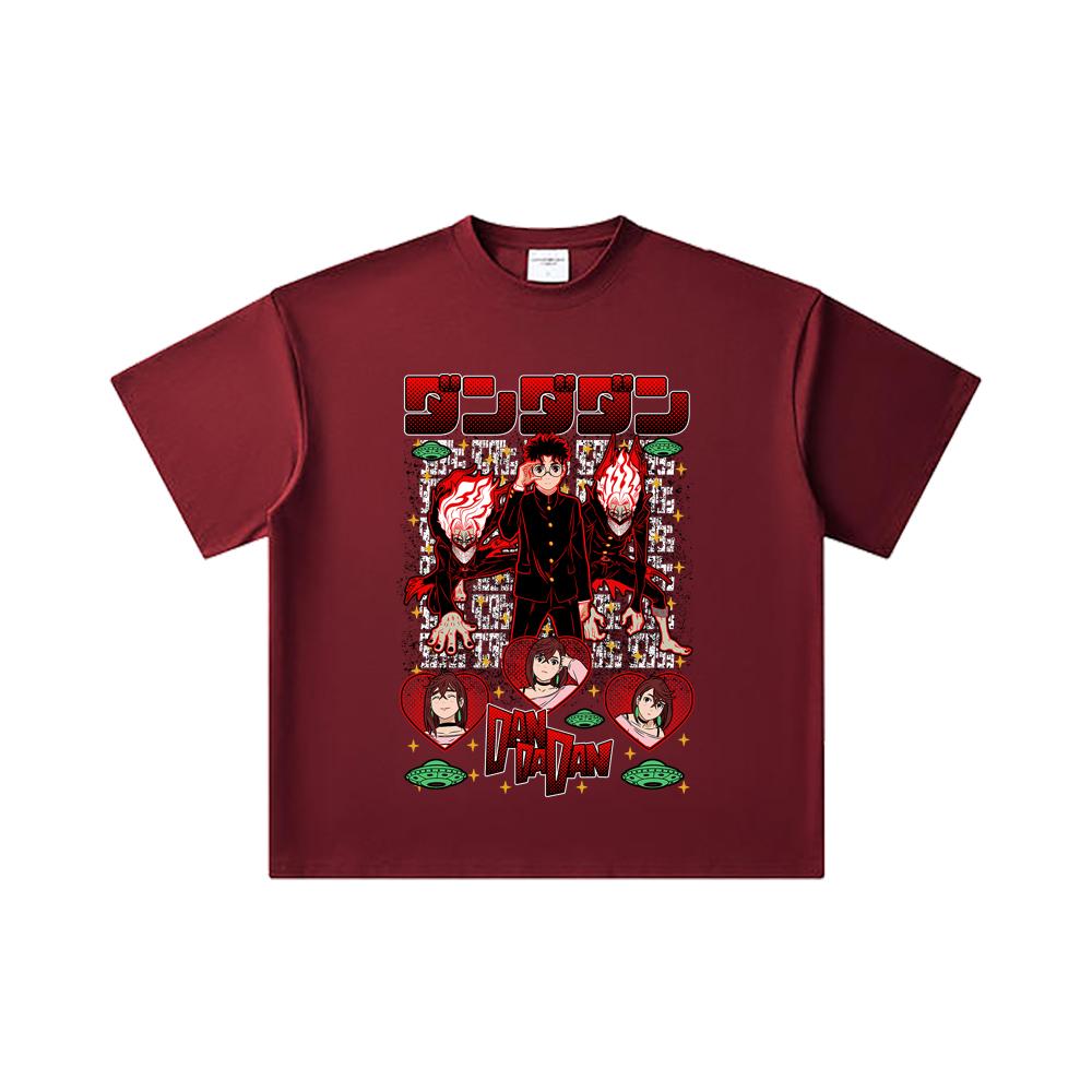 

260 GSM Double Yarn 32 Count 100% Cotton Dandadan V27 Okarun Print Unisex Heavy Cotton T Shirt 2XL