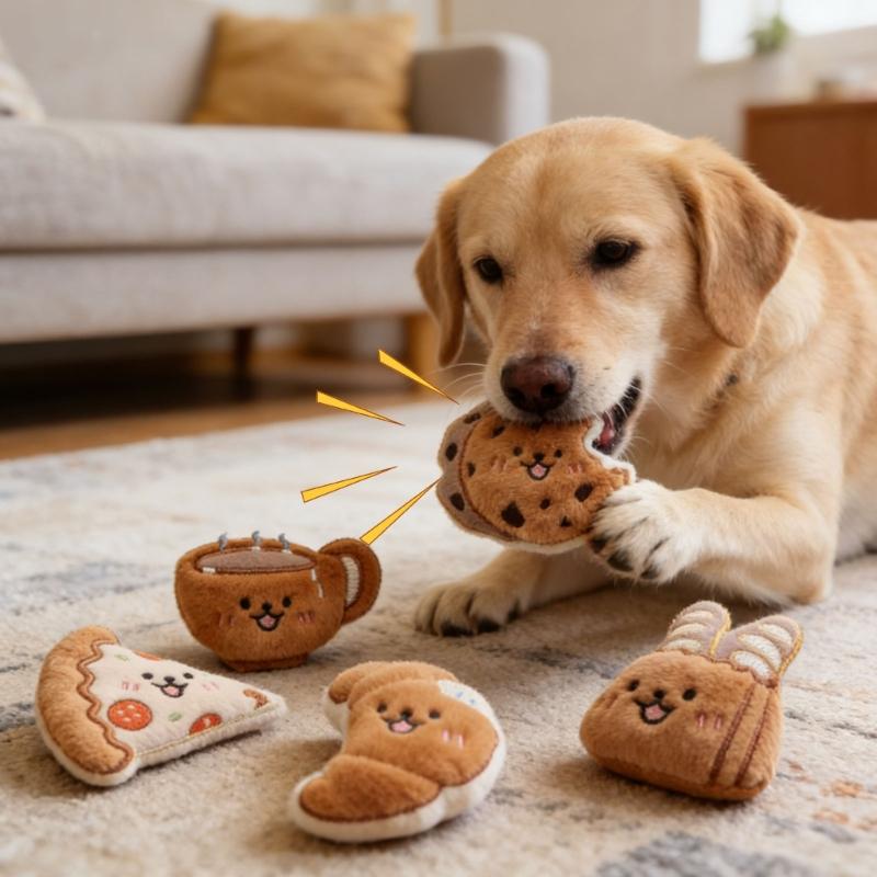 Engaging Dog Plush Squeaky Toy with Builtin Sound Maker Playtimes Interaction Indoor Entertainment Activity Toy