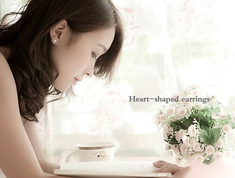S925 Sterling Silver Heart-shaped Stud Earrings, Korean Retro Style
