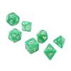 35Pcs Plastic Dice Kit Pearl Pattern White Numbers Polyhedral Dices for Game Desktop Education Green