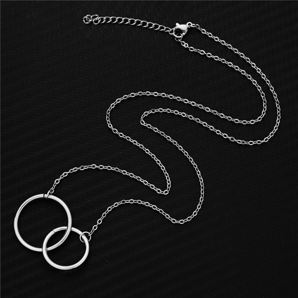 Women's Stainless Steel Double Circle Pendant Necklace