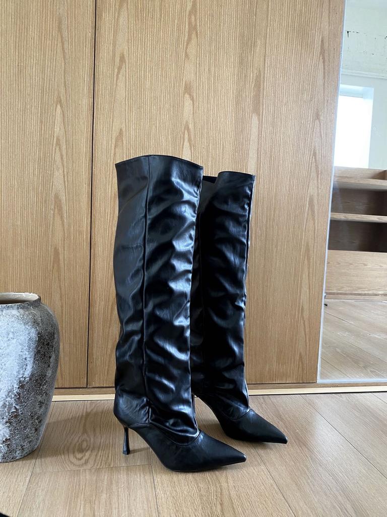 2025 Autumn and Winter New Small Pointed High-heeled Boots Women's New Thin-heeled Boots But Knee-high Fashion Boots