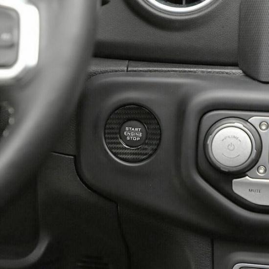For 18-23 Jeep Wrangler JL Carbon Fiber Engine Start/Stop Button Trim Cover Ring