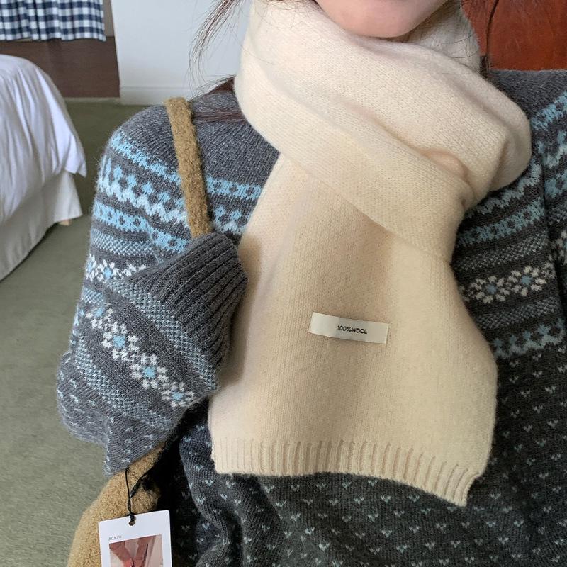 Unisex Solid Color Australian Wool Scarf: Warm, Versatile Knitted Neck Warmer