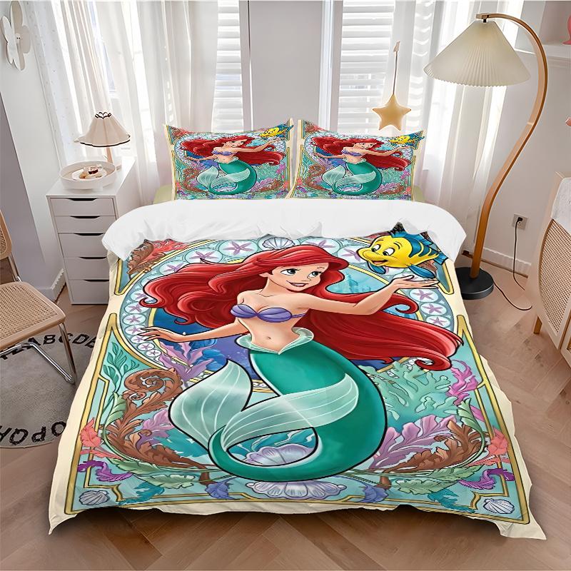 3pcs Princess Ariel Bedding Set - 1 Soft Quilt Cover + 2 Pillowcases, Machine Washable - Suitable for All Seasons, Perfect Gift for Family and Fr