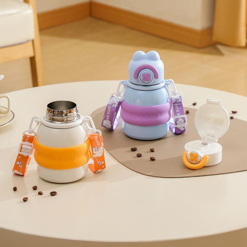 Cute Children's Thermos Cup Girl Straw Type Large Capacity 316 Stainless Steel Kettle High Value Student Water Cup
