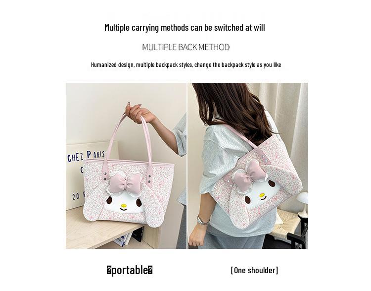 2026 Floral Melody Tote Bag for Women - Large Capacity, Versatile Single Shoulder/Handheld, Trendy Commuter Style