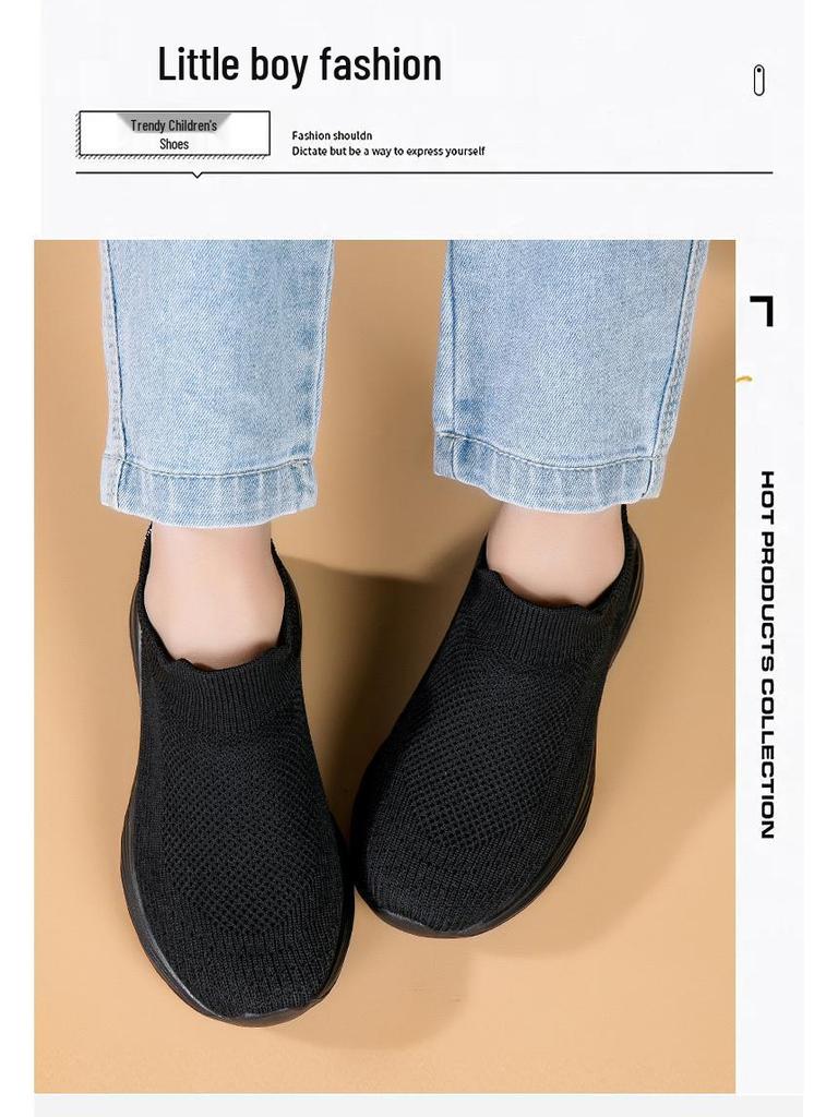 2024 Kids Slip-On Flyknit Sports Shoes - Casual Sock Style for Boys & Girls