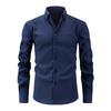 Fashionable Men's Shirt Waves Striped Long-sleeved Shirt Casual Loose and Versatile Button Splicing Top