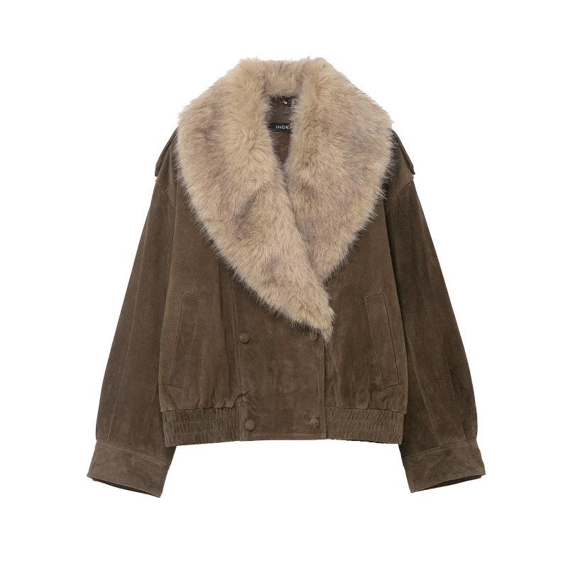 European & American Women s Faux Fur Suede Jacket Coat S