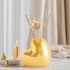 1PC Heart Shaped Bottle Creative Ceramic Bottle Gold Aromatherapy Bottle Fragrance Ornament Small Vase Simple 5.5x3.3x4.8cm
