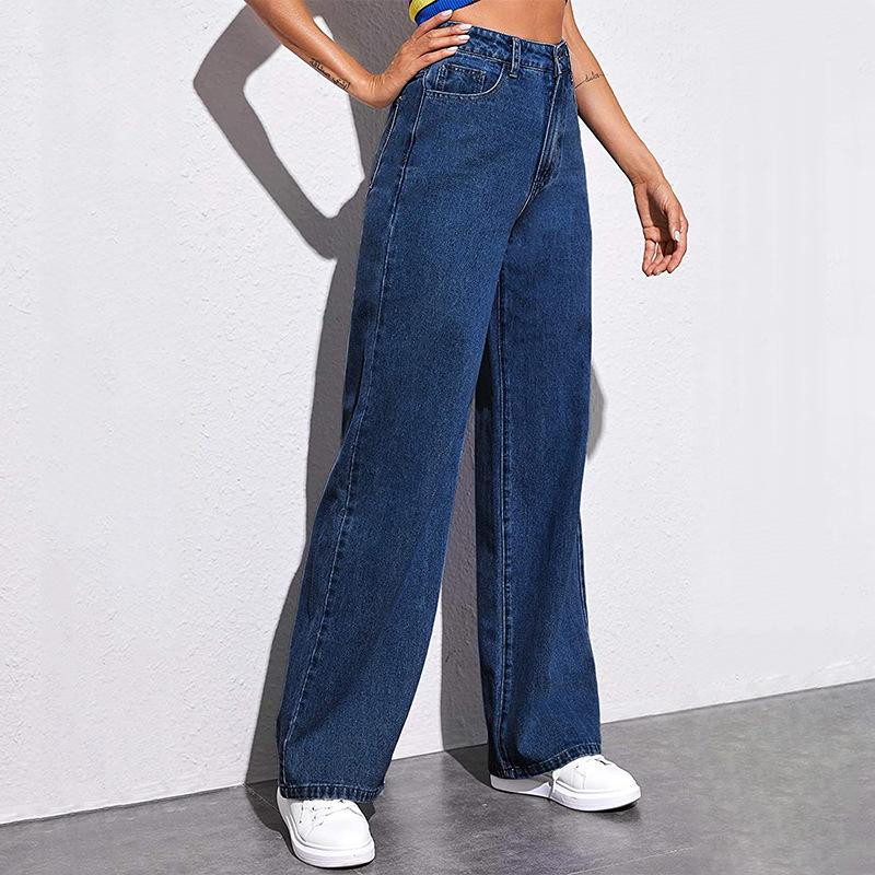 High waist wide leg jeans summer new thin mopping straight versatile retro drape men and women