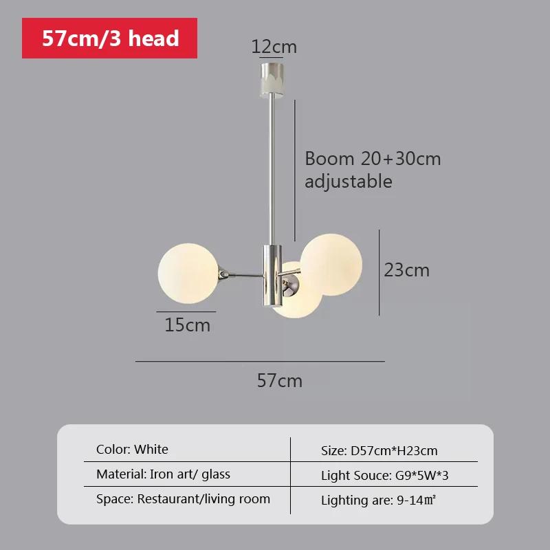 Nordic Glass Pendant Light Modern LED White Multihead Hanging Lamp For Dining Room Bedroom Living Room Indoor Decoration Fixture