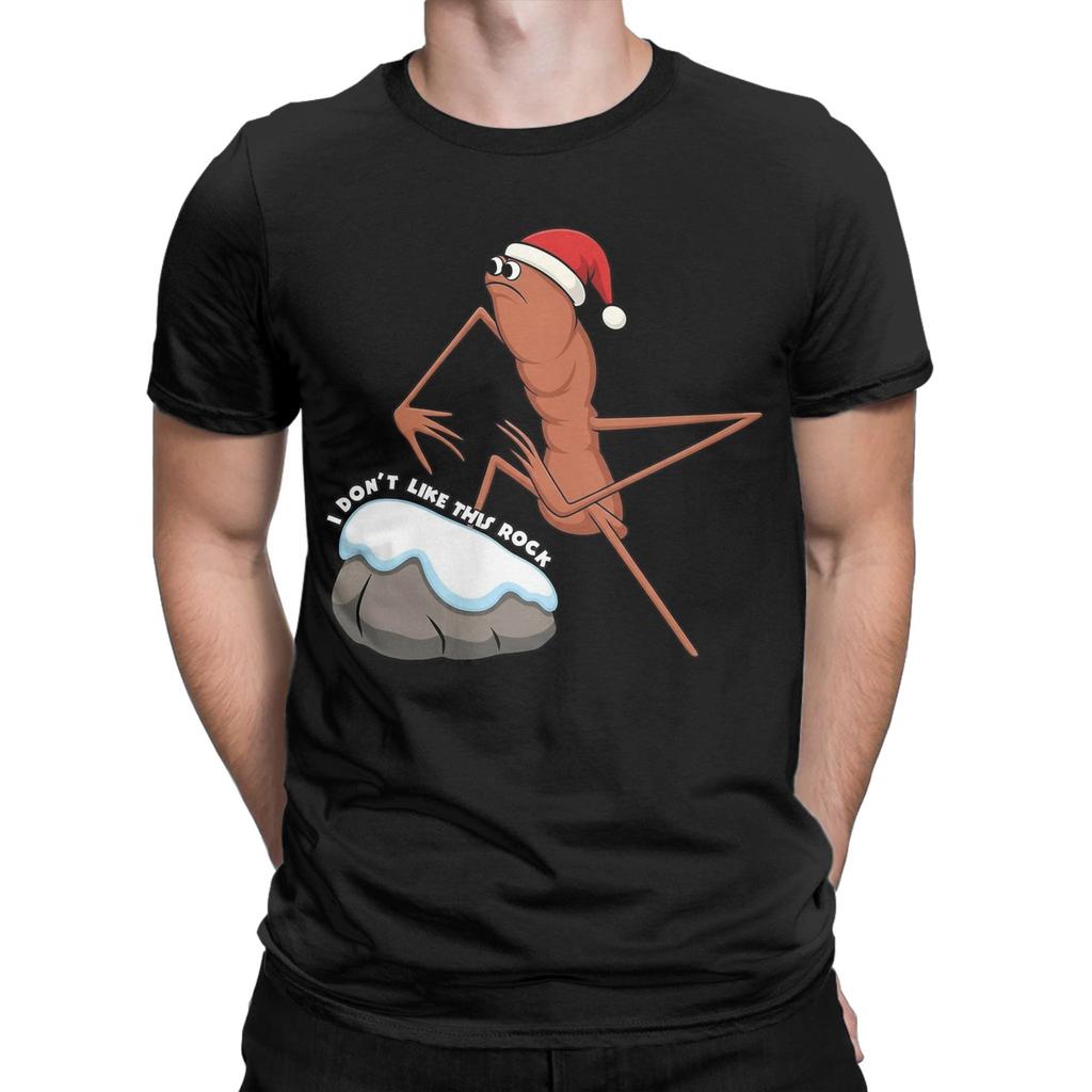 I Don't Like This Rock Marcus The Worm Xmas Christmas T-Shirts Men  Pure Cotton Tee Shirt Crewneck Short Sleeve T Shirt Clothes