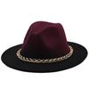 Winter Autumn Imitation metal chain Woolen Women Men Ladies Fedoras Top Hat Jazz Caps European American Round Caps Bowler Hats