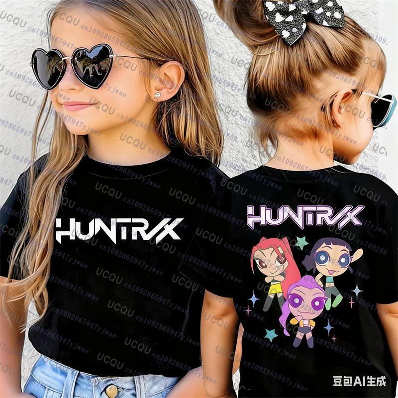 Kpop Demon Hunters Parent Child Short Sleeve Tshirt Kpop Demon Hunters Harajuku Casual Fashion Cotton Kids Cosplay Clothing