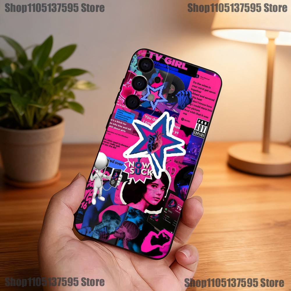 Custodia per Telefono T-TV Girl Band Per Samsung S25,S24,S21,S22,S23,S30,Ultra,S20,Plus,Fe,Lite,5G Cover Nera