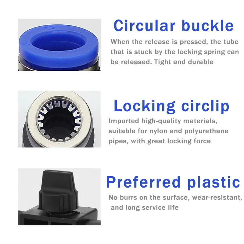 HVFF Pneumatic Fitting 2 Way Quick Push Connector Tube Hose 4mm 6mm 8mm 10mm 12mm Air Pneumatic Parts Plastic Switch Controller
