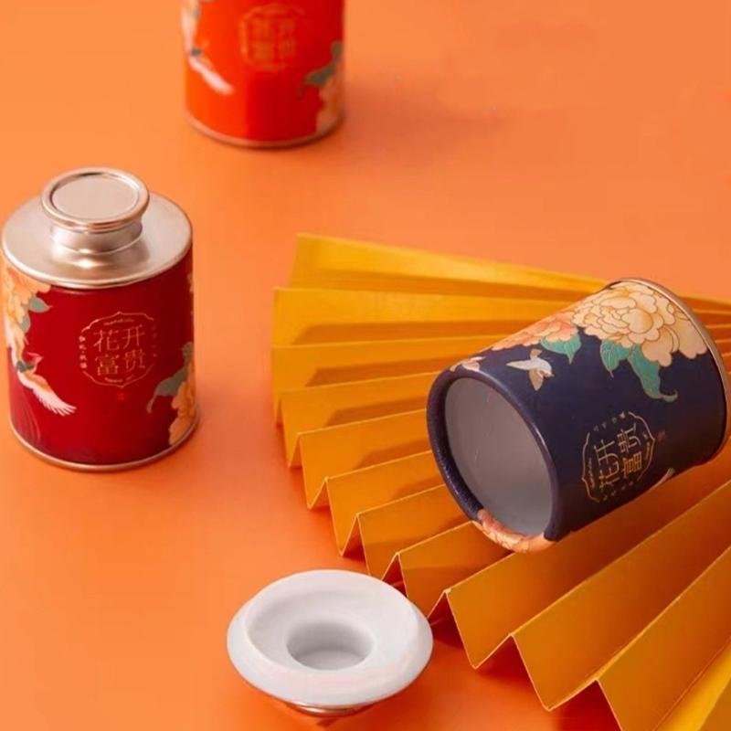 Solid Mini Empty Tea Tin Can Household Green Black Tea Sealed Jar Portable Travel Small Tea Packaging Box Mini Sealed Paper Ca