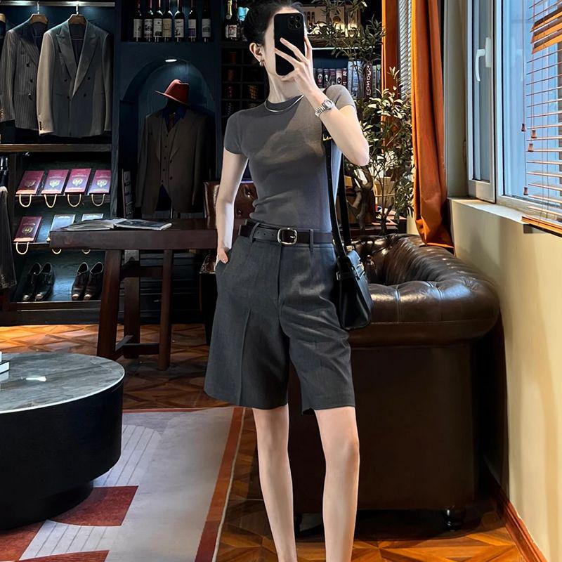 Elegant Women s Summer 2026 Slimming Mid-length Suit Shorts S 26: 80-95 lbs