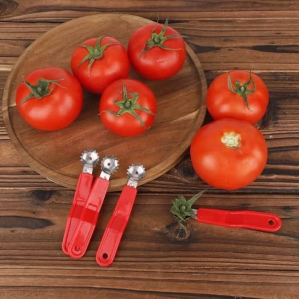 4pcs Stainless Steel Vegetable Corer Plastic Handle Fruit Corer Extractor  Fruit Preparation