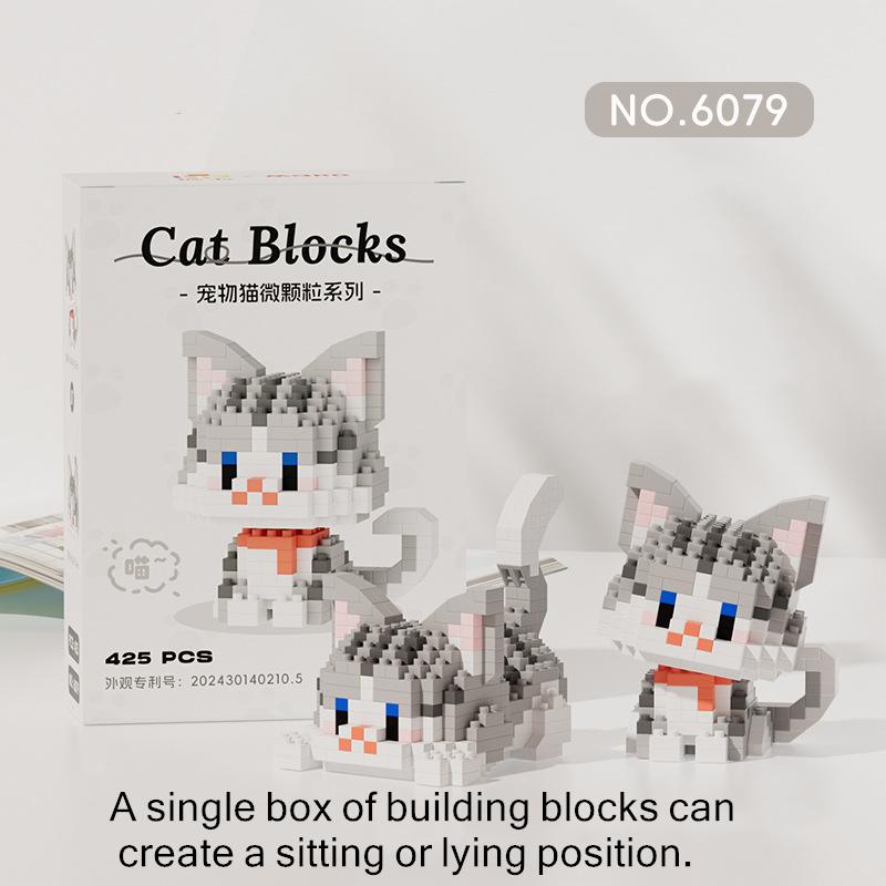 Micro Particle Building Blocks Cute Pet Cat Series Cute Diy Assembled Toys Orange Cat Black Cat Gift Children's Puzzle Gift