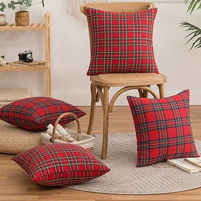 Christmas Pillow Cases Scottish Tartan Plaid Cushion Covers Bed Sofa Pad Party Decor Throw Pillow Cover Holiday Decors 45/50cm