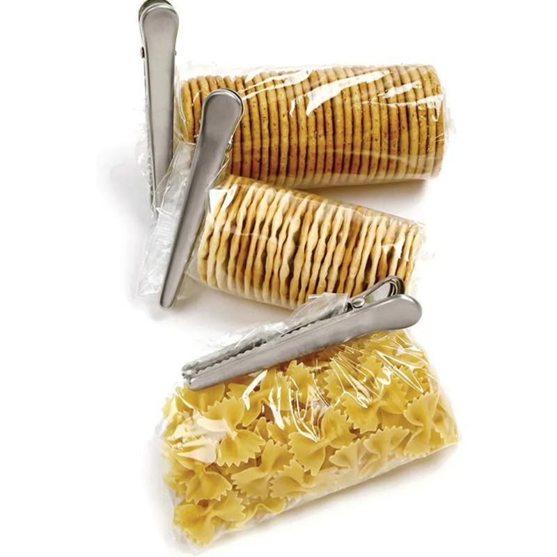 10 Stück Metall-Beutelclips Lebensmittelverschlussklemmen Edelstahl Krokodilklemme zur Aufbewahrung von Kartoffelchips Frischhalteclip