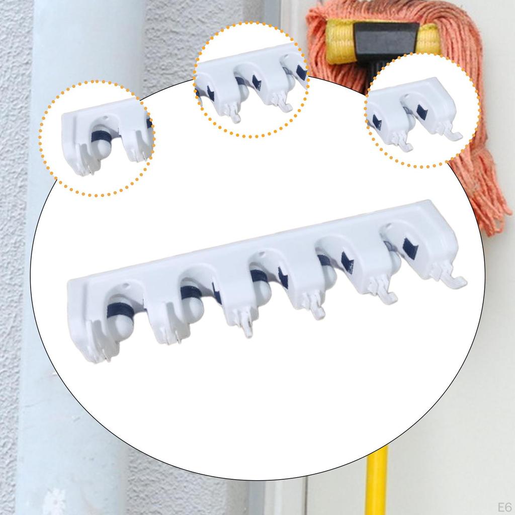 Broom Wall Mount Bracket Space Saving Non Slip Mop Storage Rack for Basement Tool