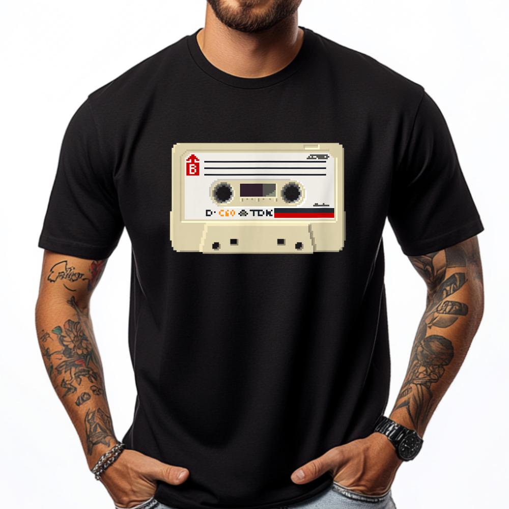 Retro Pixel Art Cassette Grahpic Tee Shirt Camiseta Masculina Luxury T Shirt T Shirt Homme Japan Style - Men s Summer Cotton ... S разноцветный