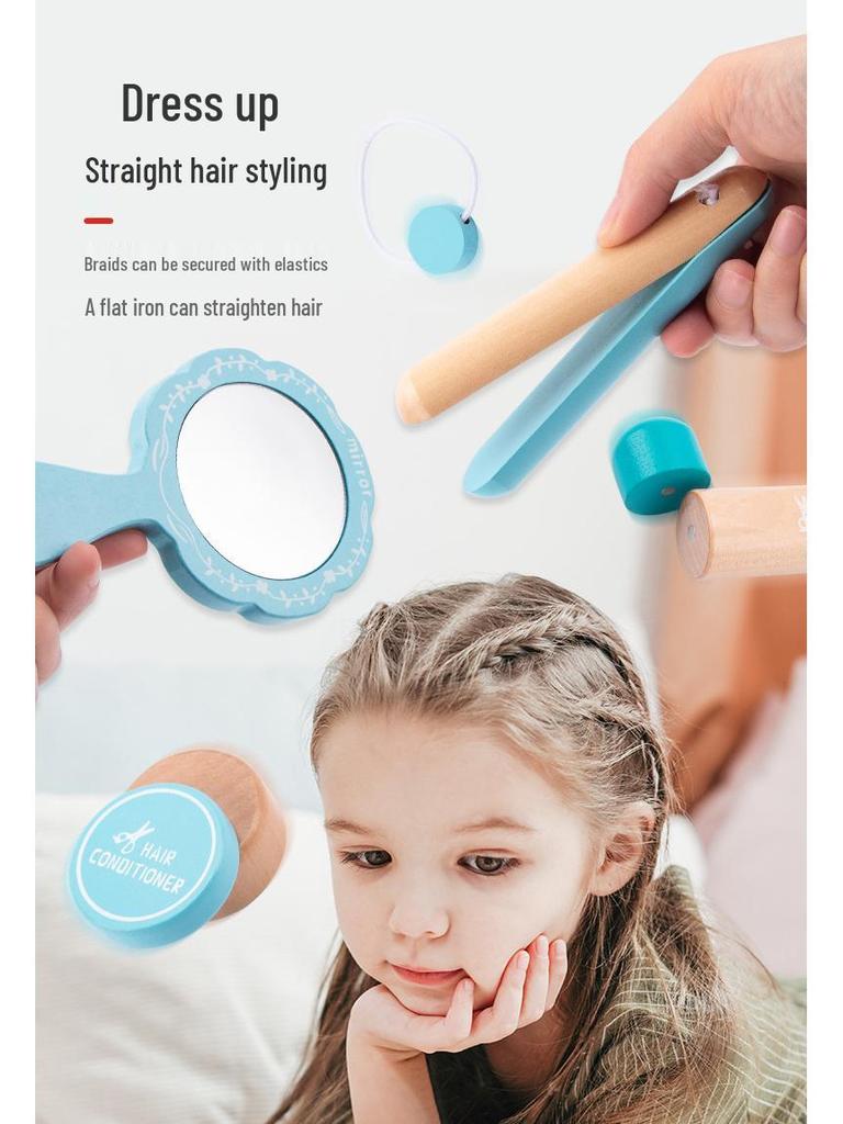 Korean Kids' Wooden Makeup & Hairdressing Pretend Play Set