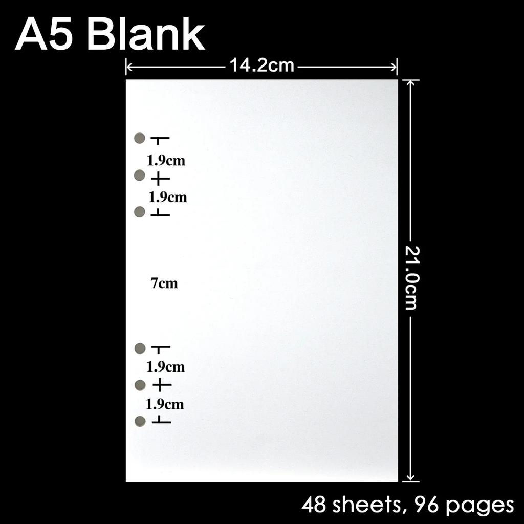4 Pcs/ Lot High Quality Ring Binder Notebook Insert Refills 6 Holes A5 A6 A7 Personal Spiral Diary Planner Inner Core 100G Paper Quality