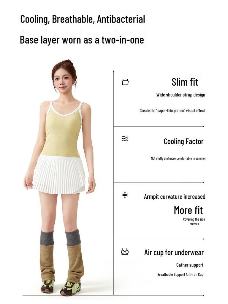 Women's Cooling Tank Top with Built-in Bra, Thin Straps, Sleeveless, Shapes Back, and Conceals Underarm Area