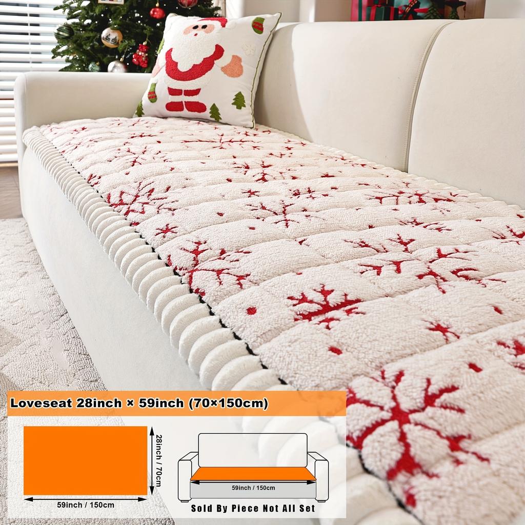 1pc Plush Quilted Christmas Snowflake & Cable--like Sofa Cushion Cover - Thick Milk -like Texture