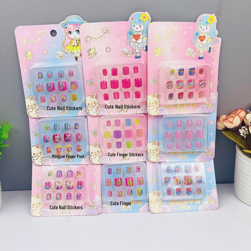 Children's Wearable Custom Nail Stickers - Cute European & American Jelly Glue Fingernail Tips
