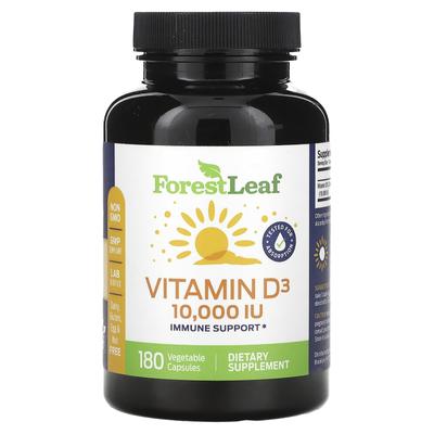 Vitamina D3, 250mcg (10,000 UI), 180 cápsulas vegetales